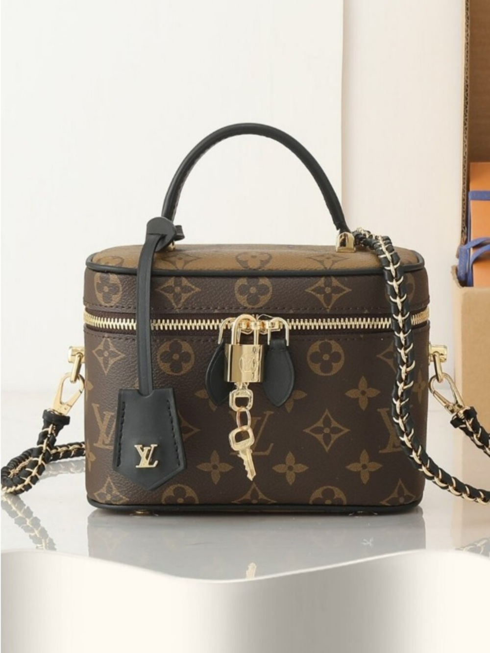 Louis Vuitton Monogram Canvas Mini Vanity Case Bag in Brown